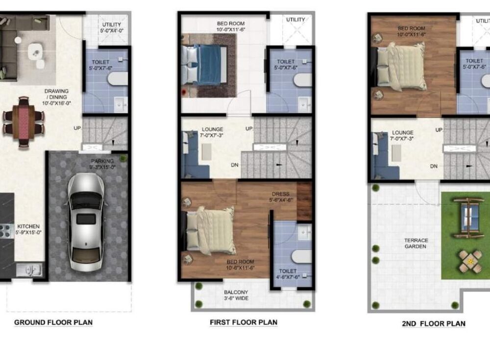 3 BHk 60 SqYd 1625 SqFts